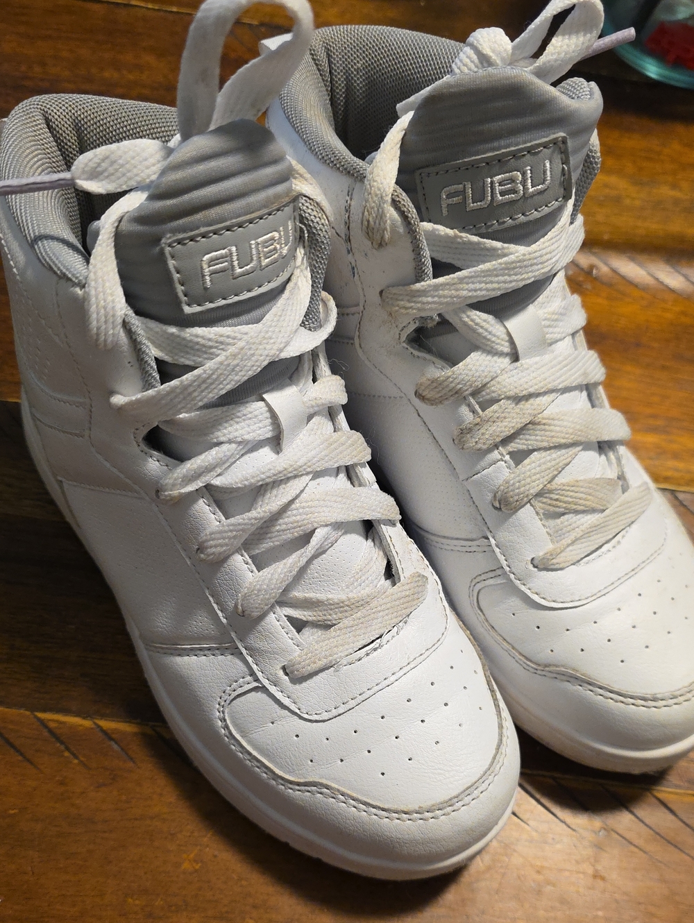 FUBU White and Light Gray High-Top Athletic Sneakers